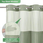 Sage Green No Hook Shower Curtain with Snap-in Fabric Liner Set,Slub Textured Fabric Shower Curtains for Bathroom,Hotel Style Modern Shower Curtain,Water Repellent & Washable,71x74(72)
