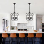 MELUCEE 16 Inches Farmhouse Chandelier 6-Light Oil Rubbed Bronze Cage Hanging Lights Rustic Lantern Pendant Lighting for Kitchen Island Dining Room Foyer Hallway, E12 Base