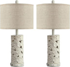 26.5" Farmhouse Table Lamp Set of 2, 3-Way Dimmable Touch Control Bedside Lamps Vintage Rustic Side Table Nightstand Lamps for Bedroom Living Room Study Room (Ceramic-2 Pack)