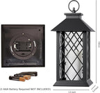 Christmas Lanterns Decorative Indoor, 2 Packs 14" Battery-Powered Waterproof Black LED Candle Lanterns with Timer for Patio & Outdoor, Vintage Hanging Lantern for Xmas Home Decorations, Diamond