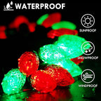 2 Pack 66FT 100LED Extendable C9 Christmas Lights Outdoor/Indoor, Waterproof Christmas String Lights Plug in, Green Wire LED Fairy Lights for Xmas Tree Garden Patio Wedding Party Decor (Red and Green)