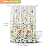 Extra Long Fabric Shower Curtain, Yellow Orange Green Floral Flower Shower Curtains for Bathroom, Waterproof Bathroom Curtains, 72" W x 84" H