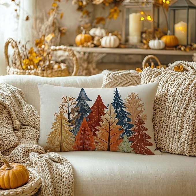 AACORS Fall Pillow Cover 12X20 Inch Watercolor Tree Decoration Holiday Farmhouse Autumn Pillow Case for Sofa Couch Decor AA728-12