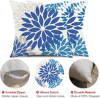 DFXSZ Blue Flower Pillow Covers 20x20 Inch Set of 2 Dark and Light Blue Colored Pillow Farmhouse Outdoor Waterproof Decor for Patio Funiture Garden Summer Floral Square Polyester Pillow Covers 002E20