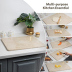Natural Marble Cutting Board For Kitchen, 16 x 20 Inch Marble Slab Pastry Board With Non-Slip Feet For Baking, Cheese, Charcuterie, Chocolate, Beige