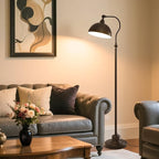 Bright Reading Floor Lamp with Remote Control and Bluetooth Dimming,Rustic Vintage Living Room Bedroom Bedside Office Study Library Adjustable Black Standing Warm Lights, Mid Century Modern Home Decor
