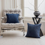 Kevin Textile Set of 2 Decorative Pillow Cover Solid Striped Corduroy Plush Velvet Cushion Cover for Couch 50cm 20 x 20 Inch Navy Blue