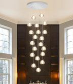 20-Light Modern Chandeliers for Entrance High Ceiling Chandelier Living Room Lights Fixture LED Ceiling Lamp Bubble Crystal Adjust Hanging Pendants Lighting for Stairwell Hallway Foyer