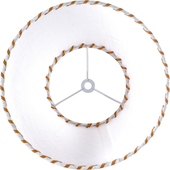 GO&SO 1 Pack White Linen Lampshades Natural Fabric Small Lamp Shades, 5"x9"x6.4" (Spider) with Stitched Brown Trim - Modern Rustic Bell Lamp Shades for Table Lamps, Wall Lamps, Bedroom, Living Room