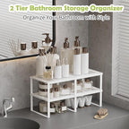 2 Pack Expandable Cabinet Shelves Organizer Width 11'' Stackable Kitchen Counter Storage Shelves,Adjustable Width Pantry Shelf Spice Rack