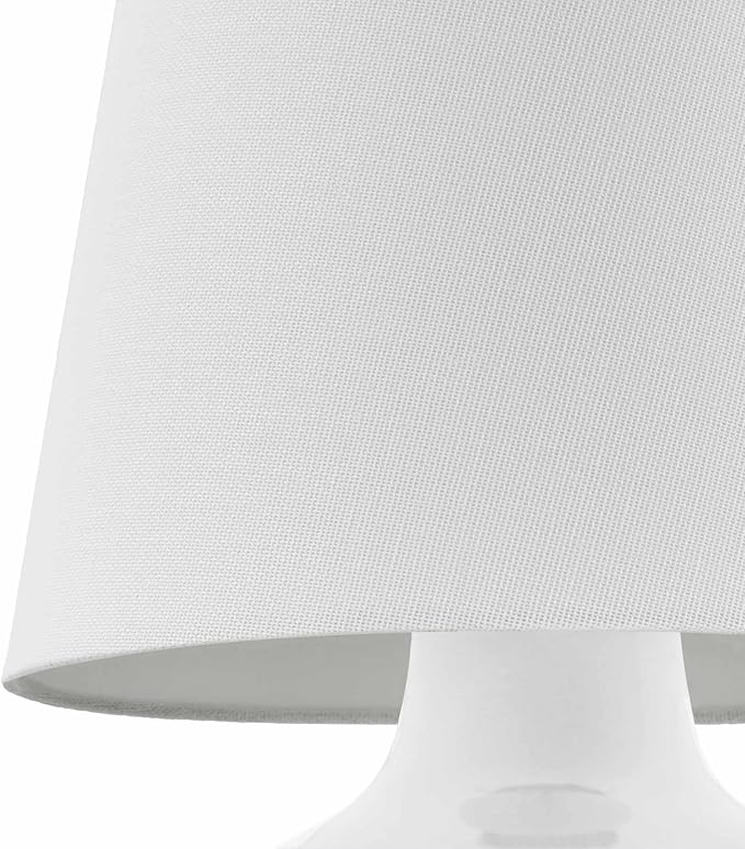 BoutiqueRugs Navarro Boho Ceramic Bedside Table Lamp for Bedroom Nightstand and Living Room - Shade Cotton - White - 13" H
