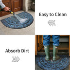 Door Mat Welcome Mat, Heavy Duty Outside Door Mat 23.6 x 35.4 Inch Round Front Door Rug Doormat for Entrance Home Non-Slip Rubber Rug for Front Door, Entryway, Patio (Blue)