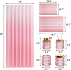 Bathroom Sets with Shower Curtain and Rugs and Accessories, Glass Bathroom Accessories Set Pink Bathroom Set Bathroom Sets, Pink Bath Mat and Diamond Soap Dispenser for Bathroom Decor