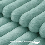 Pallene Faux Fur Plush Lumbar Throw Pillow Covers 12x20 Set of 2, Luxury Soft Fluffy Striped Decorative Pillow Covers for Sofa, Couch, Living Room, Aqua