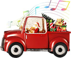 Musical Red Truck Snow Globe with Swirling Glitter with Santa, Christmas Tree,Gifts,Bear,Small Train,Christmas Decoration