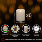 Battery Operated Flickering Flameless Candles with Remote and Timers, 1000 Hours Waterproof Outdoor Indoor LED Pillar Flameless Candles,Ivory Plastic, D3 X H4, Set of 6