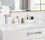 Luxspire Resin Toothbrush Holder, 5 Slots Hygienic Handmade Toothbrush Storage Stand Dispenser Bathroom Organizer Set for Toothpaste, Razor - Ink White