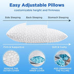 SUPA MODERN Cooling Pillows for Side Sleepers, Cool Side Sleeper Pillow for Neck Pain Relief, Luxury Shredded Memory Foam Pillows 2 Pack, Adjustable Gel Cervical Neck Pillow Queen Size Set of 2