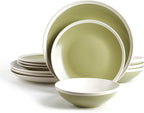 Rock Ridge Speckled Stoneware Dinnerware Set, 12 Piece, Beryl and Ivory