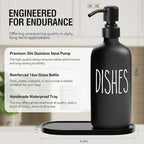MOMEEMO Black Soap Dispenser Set, Contains Dish and Hand Soap Dispenser, Suitable for Kitchen Decor and Accessories. (Black)