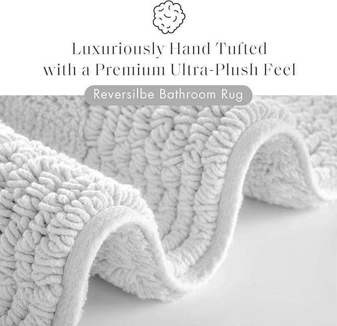 Madison Park Splendor Reversible 100% Cotton Tufted Bathroom Rug-3000 GSM Hotel Quality Luxurious Plush Medium Pile Bath Mat Absorbent, Quick Dry, Shower Room Décor, 17x24 Grey