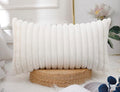 PANOD Faux Fur Decorative Lumbar Throw Pillow Covers 12 x 26,Long Boho Lumbar Pillow Covers Pillow Case Cushion Case for Bed Sofa Farmhouse Livingroom,White
