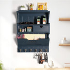 Wall Mail Organizer with Storage Drawer and 6 Hooks, Easy Install Key Rack for Entryway and Home Decor, Luxury Gray
