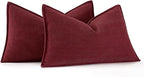 MIULEE Pack of 2 Christmas Burgundy Decorative Lumbar Pillow Covers 12x20 Inch Soft Chenille Luxurious Couch Throw Pillows Farmhouse Cushion Covers with Elegant Design for Sofa Bedroom Home Decor