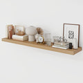 48 Inch Floating Shelves, 9.3" Deep Floating Shelf Wall Mounted, 48" Wall Shelves, Rustic Deep Bookshelf, Large Display Shelves & Storage Shelves for Bedroom, Living Room, Light Brown, Set of 1