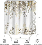 Grey Tan Eucalyptus Leaves Shower Curtain Beige Weeping Branches Leaves Shower Curtains for Bathroom Waterproof Polyester Fabric Bathroom Curtain 72 x 72 Inch with 12 Hooks