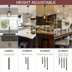 Black Pendant Lights 1-Light Pendant Lights Kitchen Island Farmhouse Lantern Pendant Light Iron Cage Hanging Light Fixtures with Clear Glass Shade for Dining Room, Entryway, Hallway, Porch