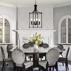 4-Light Black Chandeliers for Dining Room, Foyer Chandeliers Lantern Tiered Industrial Ceiling Light Metal Modern Farmhouse Pendant Lights for Kitchen Island Entryway, Living Room