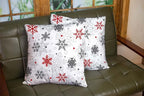 CAPSCEOLL 2PCS Red and White Bedroom Pillow Covers 20X20Inch Snowflake Abstract Big Ice Blizzard Celebration Christmas Gray Snow Sparkles Star Couch Pillow Covers for Bedroom Sofa Living Room