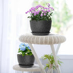 12/10/9 inch Large Flower Pots, 3 Set Big Plant Pots for Outdoor Indoor Plants with Water Ripples, Wide Plastic Planters with Drainage Holes and Saucers for Garden House Plants, Speckled Black