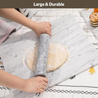 Natural Marble Cutting Board For Kitchen, 16 x 20 Inch Marble Slab Pastry Board With Non-Slip Feet For Baking, Cheese, Charcuterie, Chocolate, White Marble Gray Veins