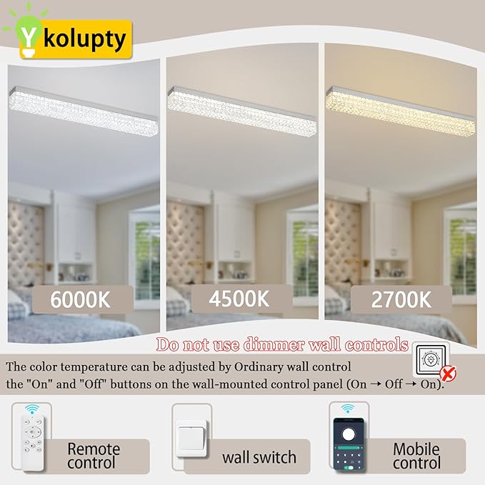 L48 Rectangular Chandelier Flush Mount Rectangle Chandelier Modern K9 Crystal Chandeliers Light Fixture for Dining Room Bedroom Bar Silver Crystal Ceiling Lights