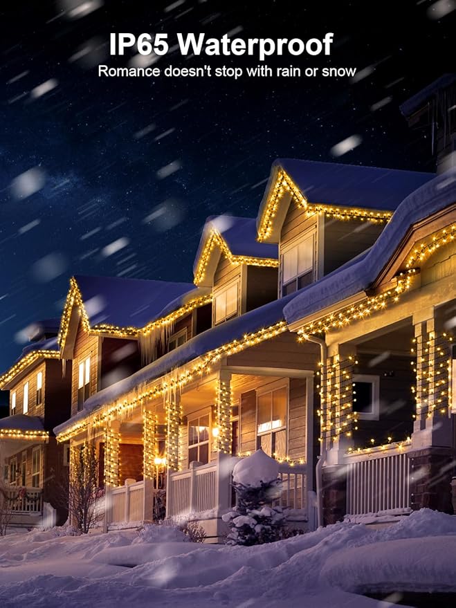 Super Long 344FT Outdoor String Lights, Warm White Fairy Light, Christmas Lights 1000 LED Waterproof 8 Modes for Patio Bedroom Holiday Party Christmas Tree Wedding Garden