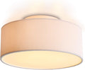 SomSom Ceiling Light, 15'' Modern Stripe Fabric Pendant Light Shade Flush Mount, Large Drum Lampshade, Lamps for bedrooms, Flush Chrome Matt, 3 Bulbs