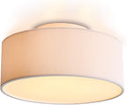 Ceiling Light, SPAKRSOR Modern Stripe Fabric Pendant Light Shade Flush Mount, Large White Drum Lampshade, Round Pendant Lamp, for Bedroom Living Room, Flush Chrome Matt, 3 Bulb, E26