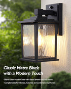 Dusk to Dawn Outdoor Wall Light Fixture, Hardwired Matte Black Porch Light, Waterproof Rustproof Outside Wall Lantern for House, Patio, Front Door, 12 Inch, Bulb Not Included