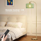 Gold Floor Lamp for Living Room,Bedroom,Mid Century Modern Standing Lamp with Remote,Dimmable Brass Tall Lamp Glass Lamp Vintage Retro Arc Floor Lamps Flower Floor Light Boho Bohemian