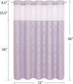 Boho Lavender Woven Fabric Shower Curtain 72 x 86 Modern Farmhouse, No Hooks Tufted Chevron Striped Shabby Chic Textured, Minimalist Cloth Curtain for Bathroom, Hotel Decor