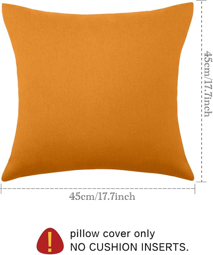 Boao 4 Pack Christmas Decorative Outdoor Waterproof Throw Pillow Covers Square Patio Balcony Garden Waterproof Cushion Case PU Coating Pillow Shell for Couch Bed Patio Sofa, 18 x 18 Inch(Light Orange)