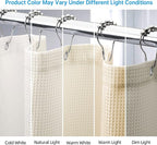 AmazerBath Waffle Shower Curtain, Heavy Duty Fabric Shower Curtain with Waffle Weave Hotel Quality Bathroom Curtains, 72 x 72 Inches (Cream Yellow)