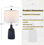 GRUENLICH Ceramic Table Lamp Set of 2 for Nightstand, 22.5" Modern Blue Bedside Lamp with 3 Adjustable Color Temperature, Bedroom Light for Living Room Desk End Table Office (2 LED Bulbs Included)
