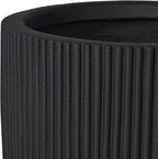 16 Inch Handmade Concrete Outdoor Planter - Classic Striped Design | Fiberglass & Composite Material | Durable for Commercial & Home Decor