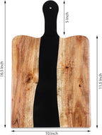 Acacia Wood & Epoxy cheese board | 16.5x10 inch | Use as serving platter tray for dishes, food, charcuterie, appetizers, Snacks | Cutting Board for fruits and vegetables | (Black)