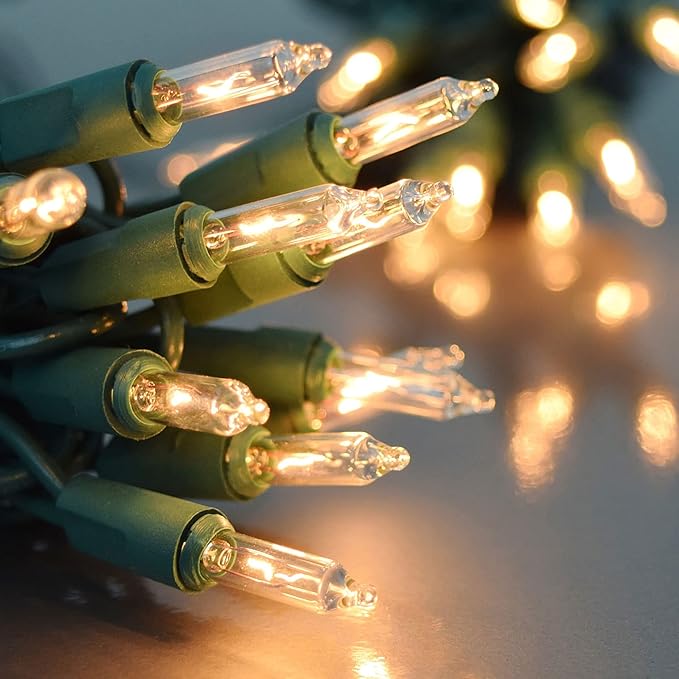 FUNPENY Christmas Lights, 2 Pack Toal 300Count 60FT Christmas String Lights Green Wire for Indoor Outdoor Christmas Tree Xmas Party Holiday Home Decorations, Warm White