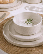 Famiware Nebula Plates and Bowls Set, 24 Pieces Dinnerware Sets, Dishes Set for 8, Creamy White with Colorful Speckles