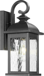 Exterior Lighting Fixtures 15 Inch Black Outdoor Wall Lights with Water Ripple Glass for Porch Front Door E26 Socket